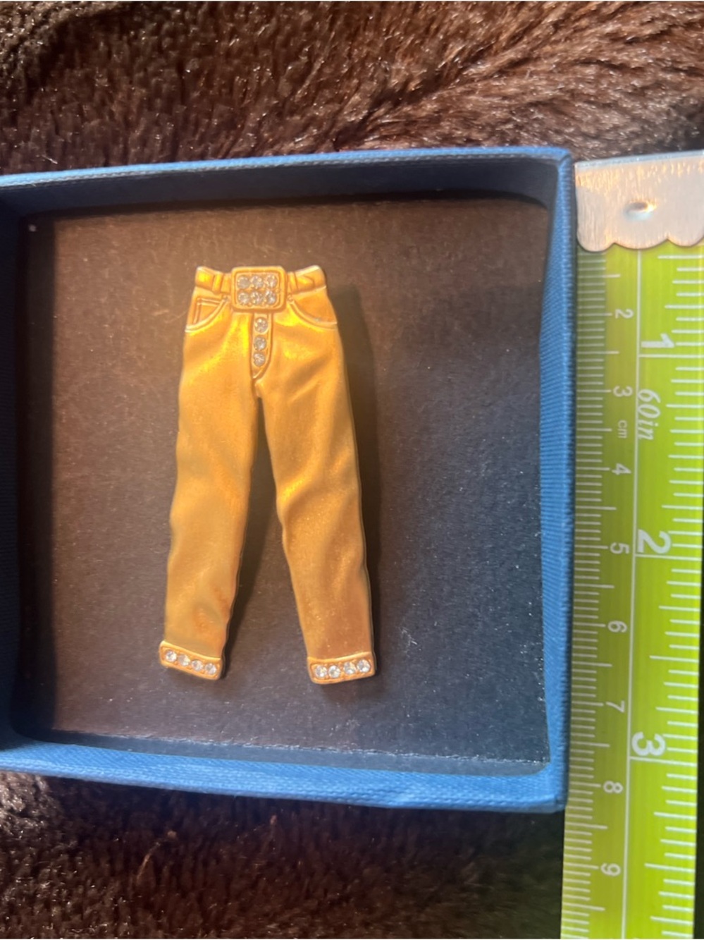 Fashion Pants Jeans Pin - Gold Tone Brooch